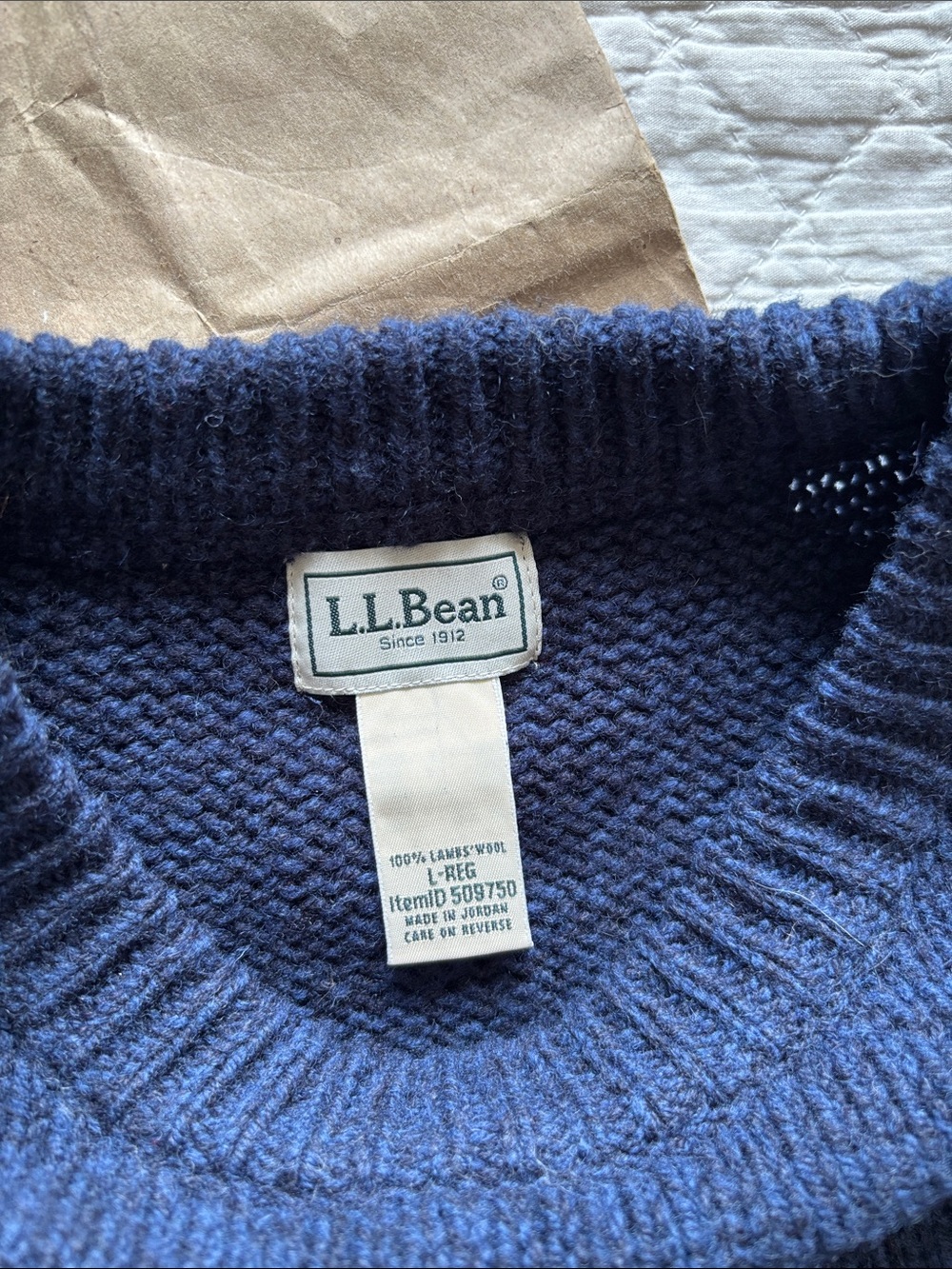 LL Bean Classic Ragg Wool  Sweater - Picture 2 of 7